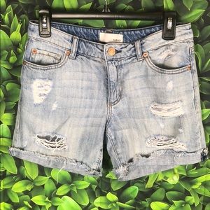 EUC Garage high rise distressed denim shorts